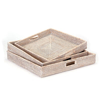 Design Shop Burma Rattan Ottoman Trays, Set Of 3