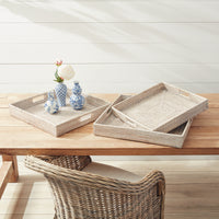 Design Shop Burma Rattan Ottoman Trays, Set Of 3