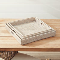 Design Shop Burma Rattan Ottoman Trays, Set Of 3