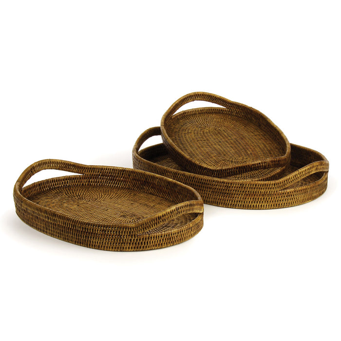 Design Shop Burma Rattan Oval Serving Trays, Set Of 3