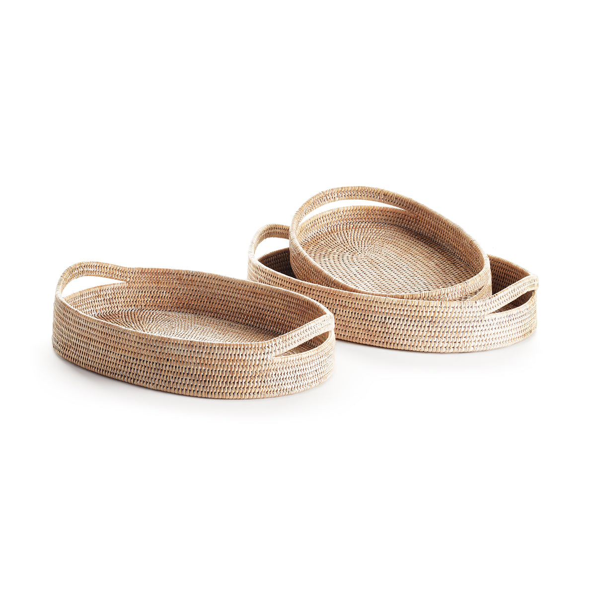 Design Shop Burma Rattan Oval Serving Trays, Set Of 3