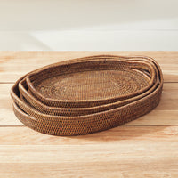 Design Shop Burma Rattan Oval Serving Trays, Set Of 3