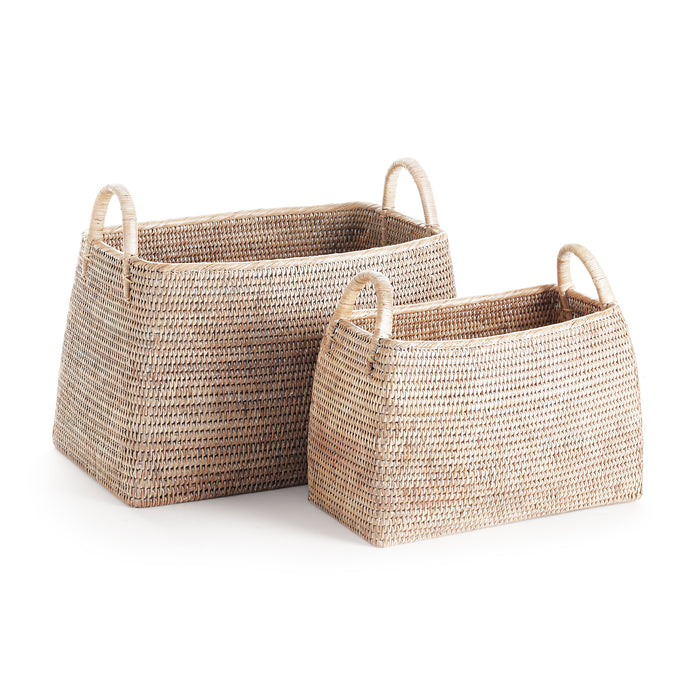 Design Shop Burma Rattan Narrow Magazine Baskets, Set Of 2