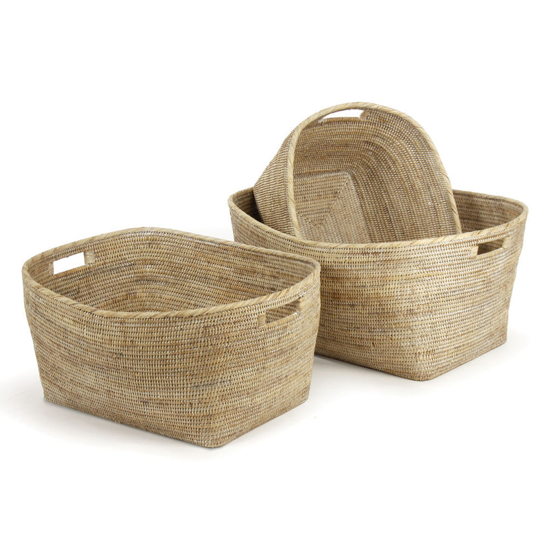 Design Shop Burma Rattan Family Baskets With Handles, Set Of 3