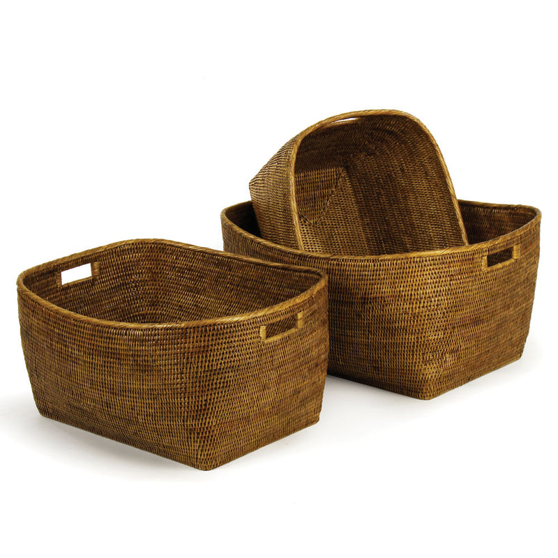 Design Shop Burma Rattan Family Baskets With Handles, Set Of 3