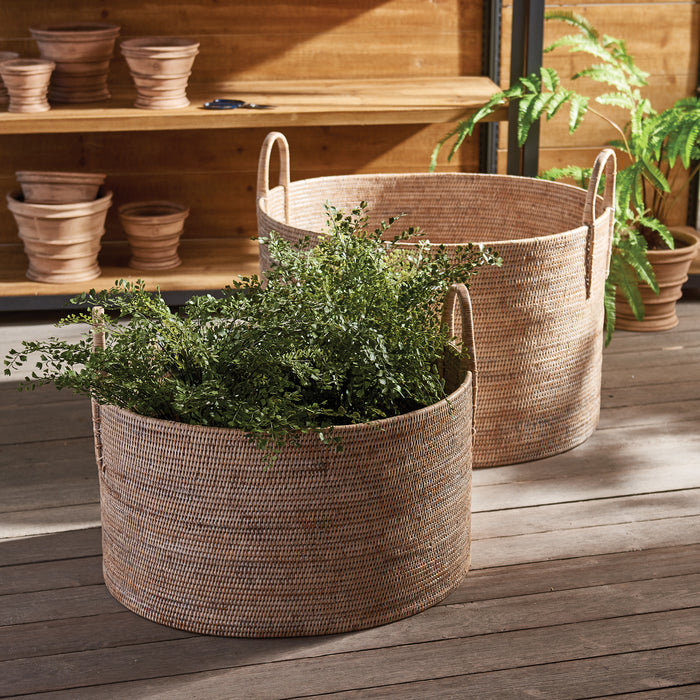 Design Shop Burma Rattan Hampers With Handles, Set Of 2