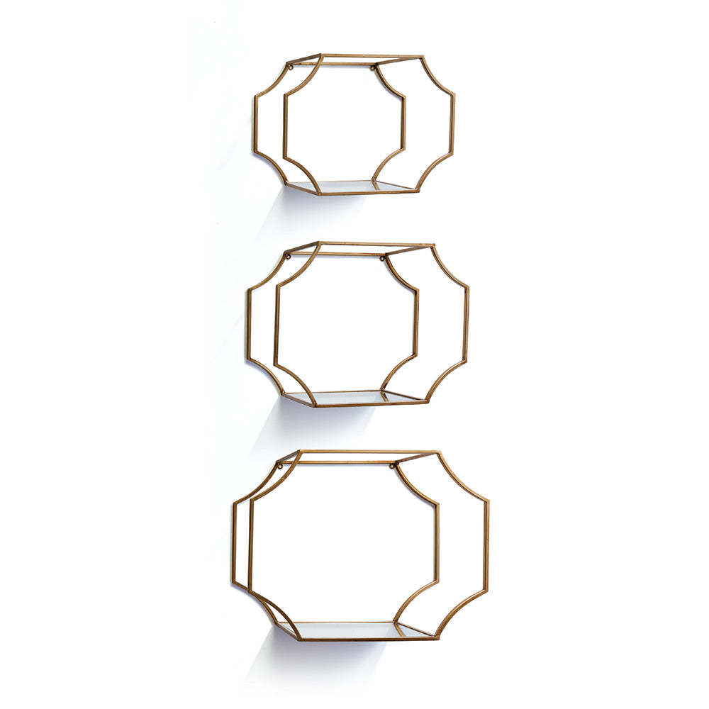 Design Shop Hudson Mirrored Wall Shelves, Set Of 3