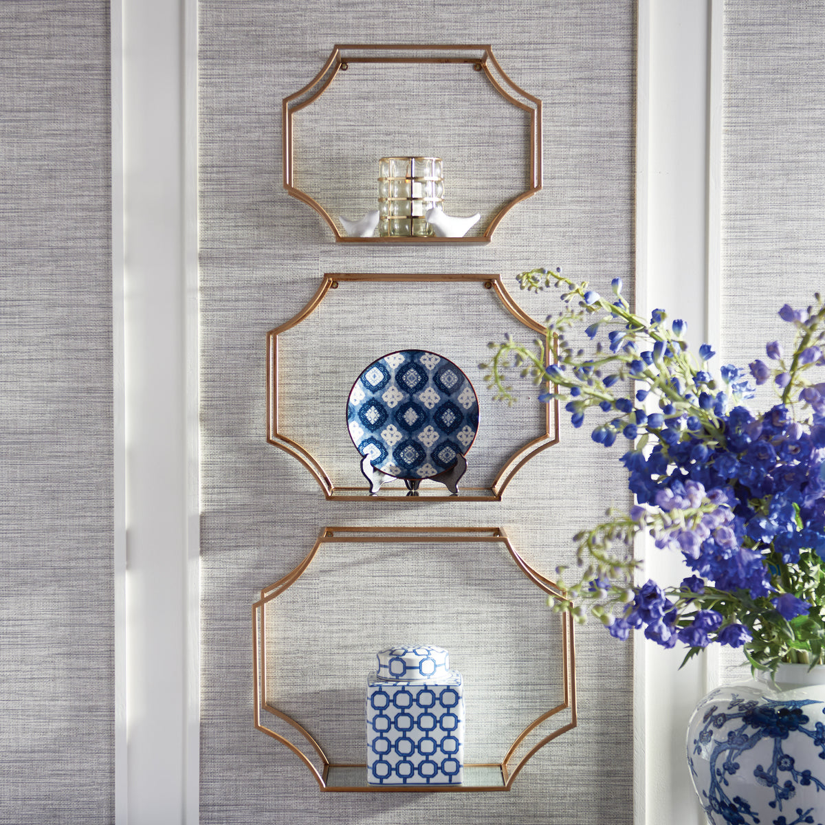 Design Shop Hudson Mirrored Wall Shelves, Set Of 3