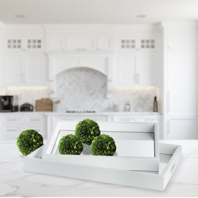 Design Shop Malibu Mirrored Trays, Set Of 2