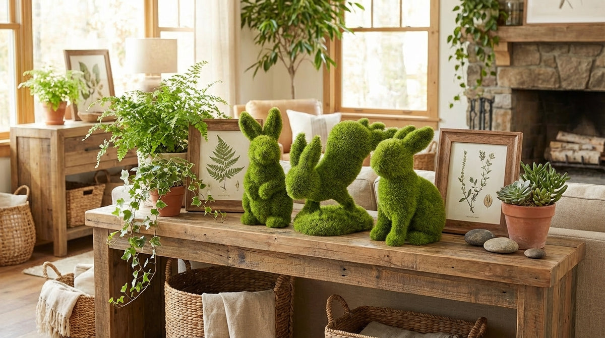 Set of 3 Mossy Sitting Bunnies