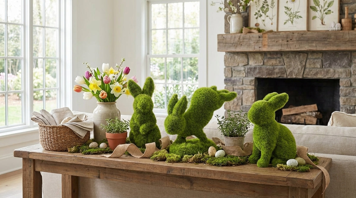 Set of 3 Mossy Sitting Bunnies