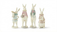 Set of 4 Assorted Royal Pink & Green Resin Easter Bunnies
