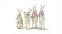 Set of 4 Assorted Royal Pink & Green Resin Easter Bunnies
