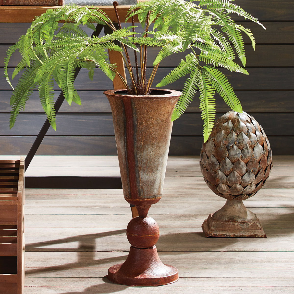 Design Shop Weathered Metal Tapered Cone Urn