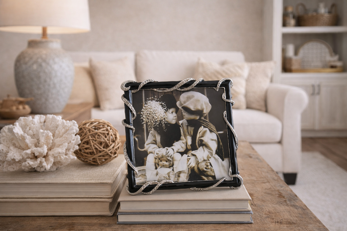 Crystal Rope Picture Frame with Black Enamel