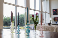 Abigails Blue Swirl Glass Candlestick, Medium, Set of 2