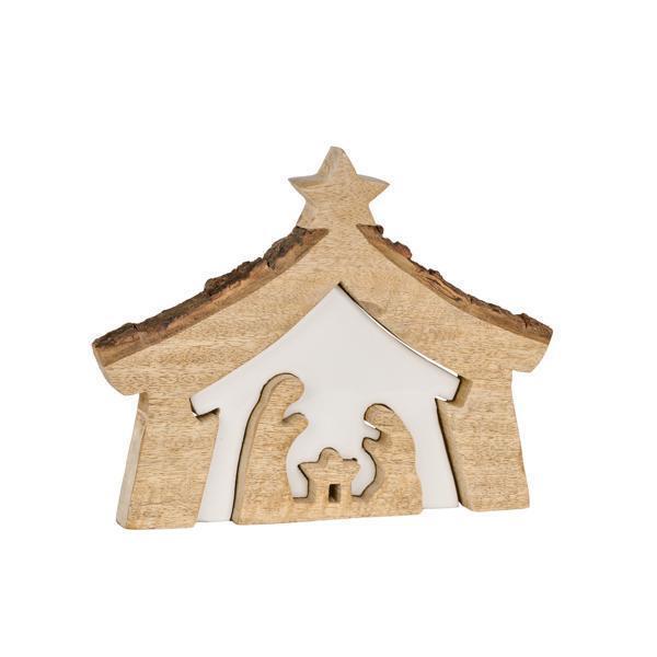 Design Shop 9.75"L Mango Wood 3-In-1 Manger