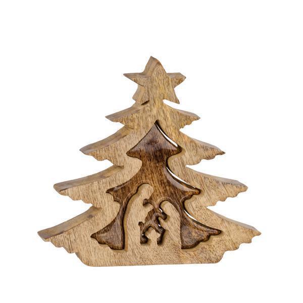 Design Shop 7"H Mango Wood Nativity Tree