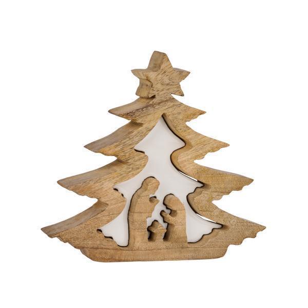 Design Shop 7"H Mango Wood Nativity Tree