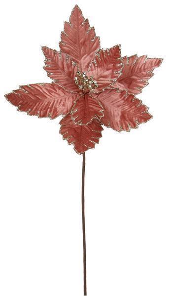 Decorative red leaf with a central gem on a white background