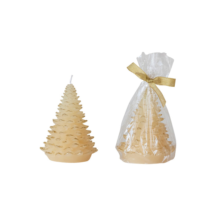 Design Shop 3-3/4" Round x 5"H Unscented Tree Shaped Candle, Eggnog