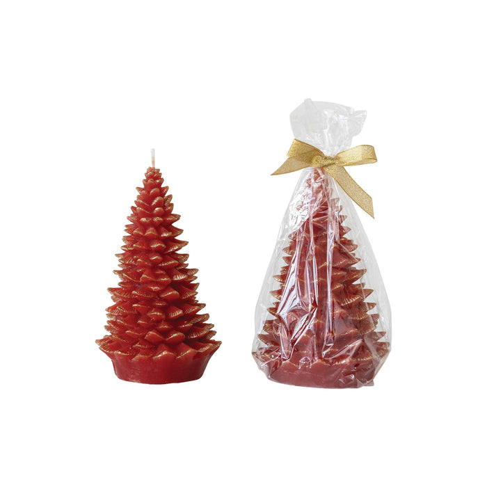 Design Shop Unscented Tree Shaped Candle w/ Gold Tips, Holly Berry Color