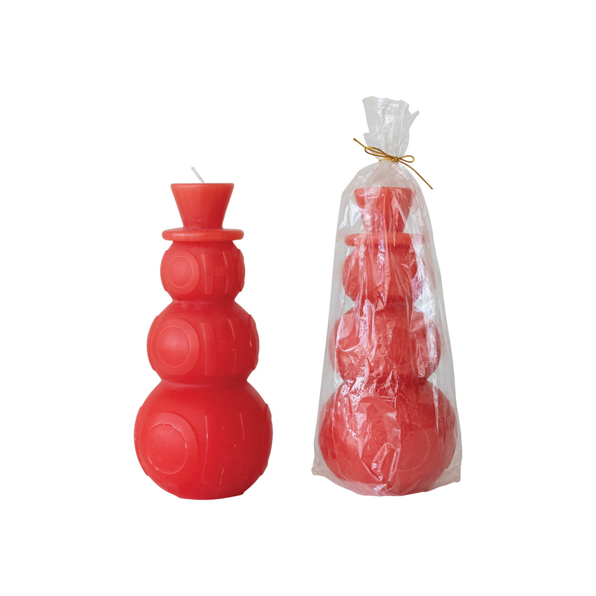 Design Shop Unscented Snowman Shaped Pillar Candle "Ho Ho Ho"