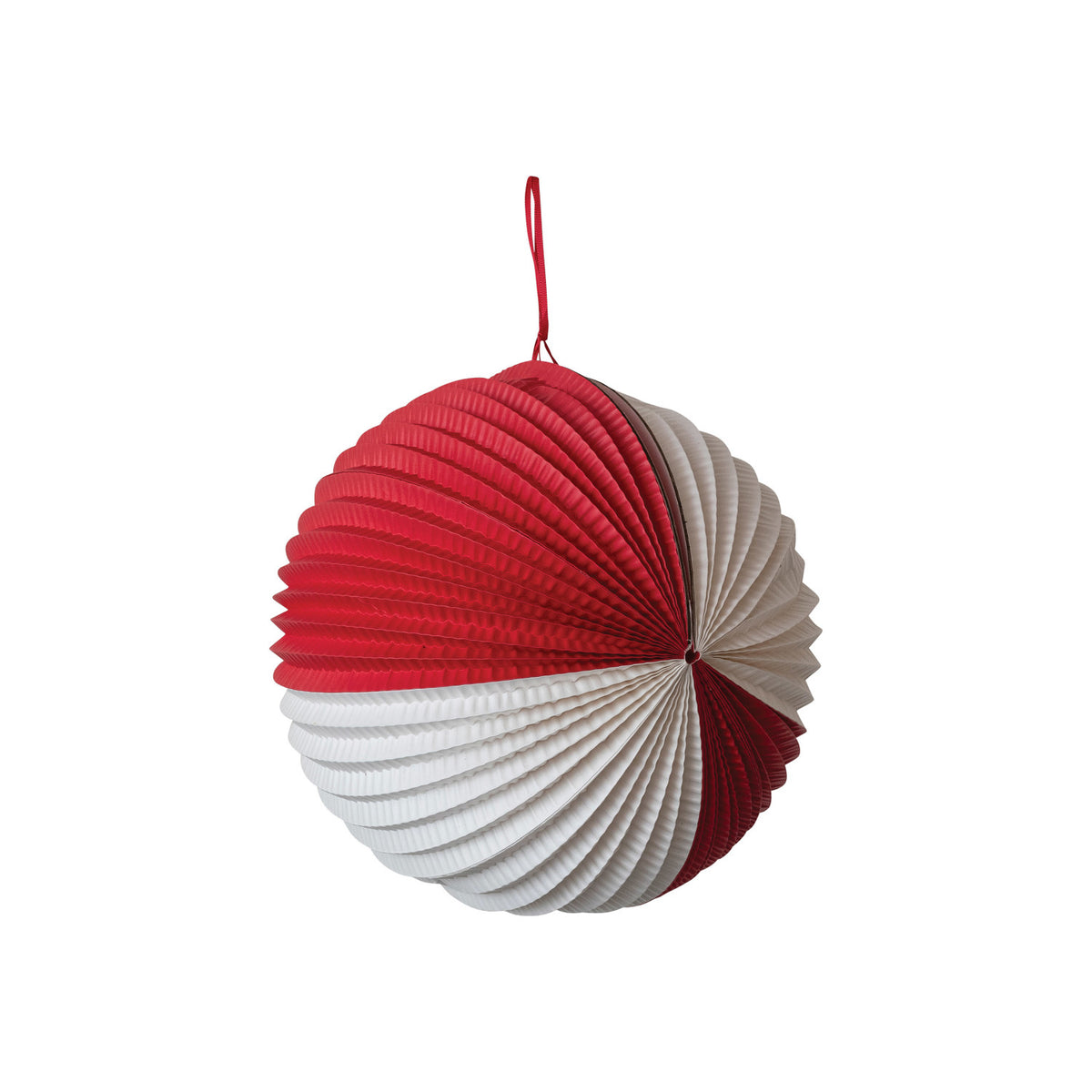 Design Shop Paper Folding Pleated Ball Ornament, Red & White