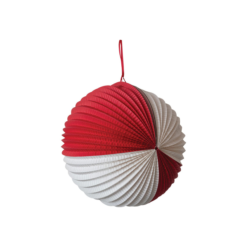 Design Shop Paper Folding Pleated Ball Ornament, Red & White