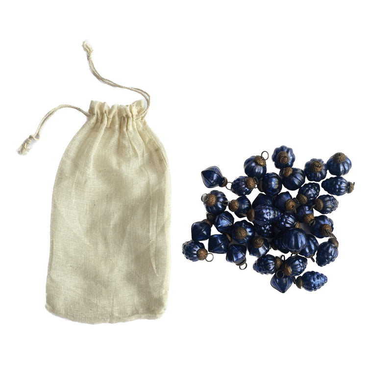 Design Shop Embossed Recycled Mercury Glass Ornaments in Muslin Bag, Set of 36
