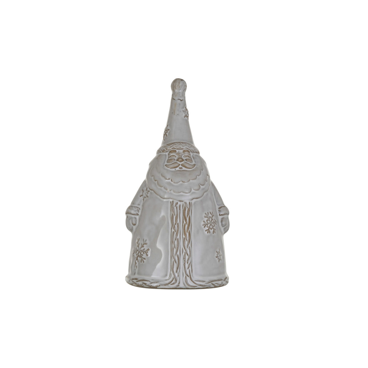 Design Shop Stoneware Santa Shaped Bell, Reactive Glaze, White (Each One Will Vary)