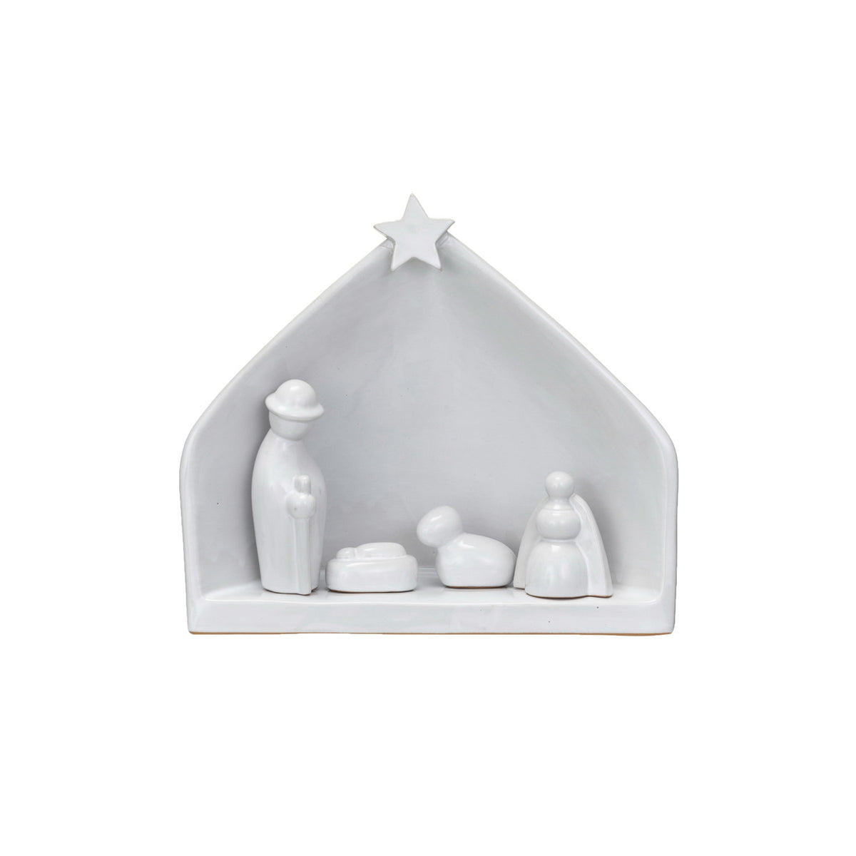 Design Shop Stoneware Nativity, Reactive Glaze, White, Set of 5 (Each One Will Vary)
