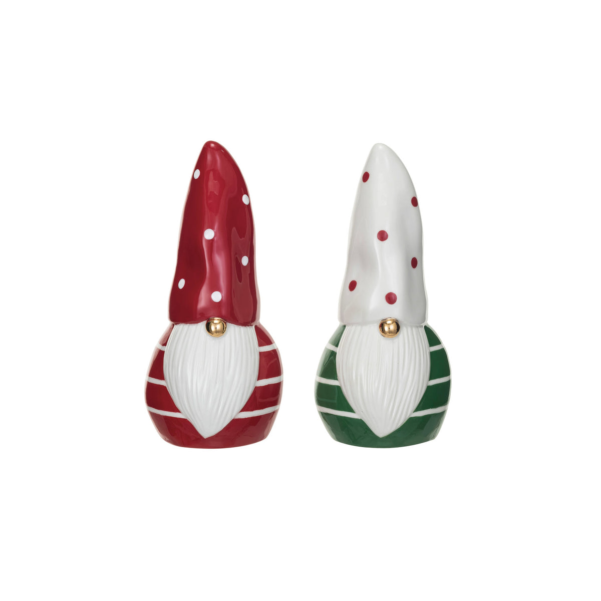 Design Shop Ceramic Gnome w/ Patterns & Gold Electroplated Nose, 2 Colors
