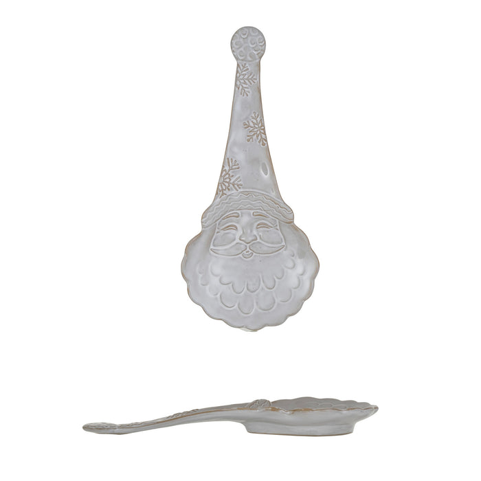 Design Shop Stoneware Santa Shaped Spoon Rest, Reactive Glaze, White (Each One Will Vary)