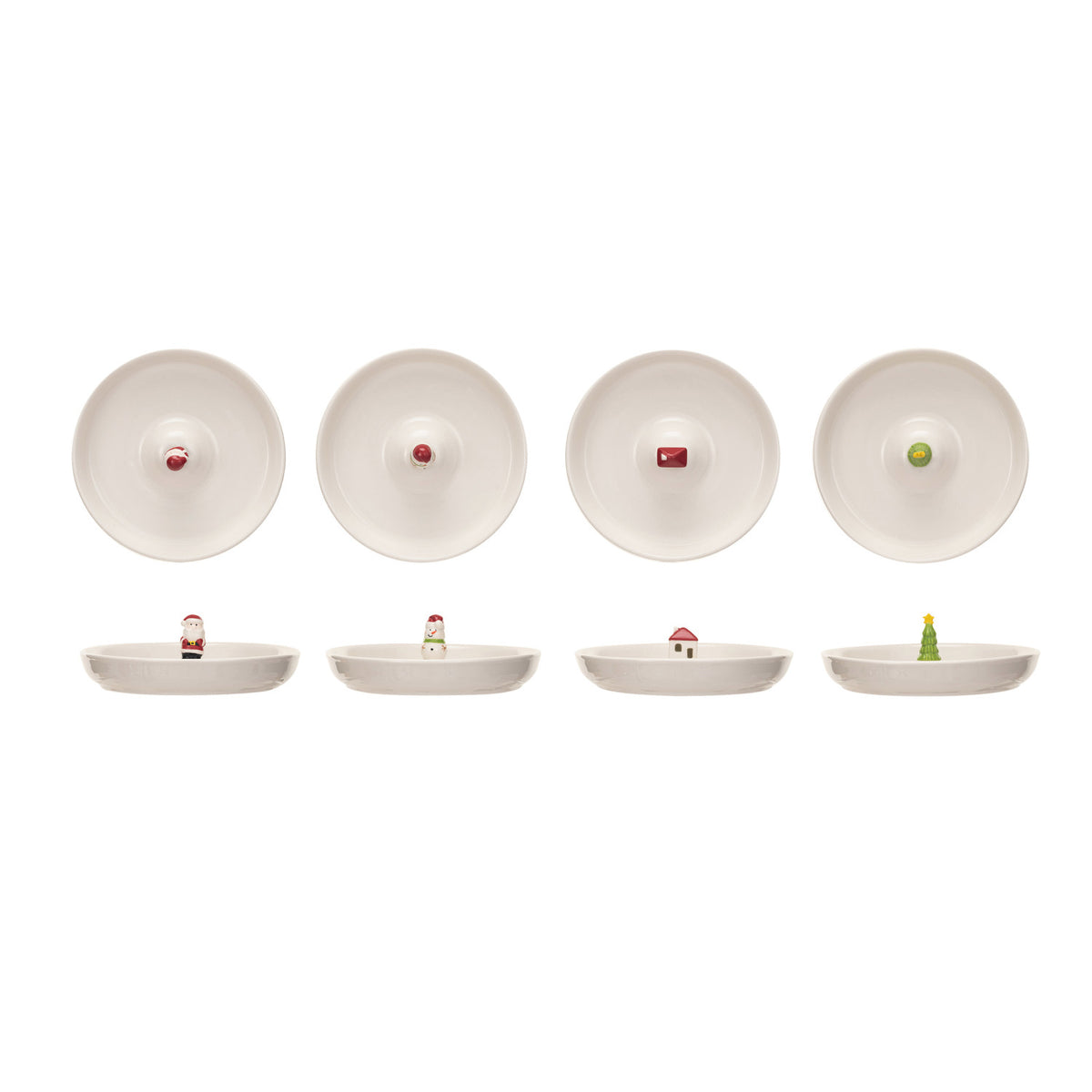 Design Shop Stoneware Dish w/ Holiday Figure, Set of 4.
