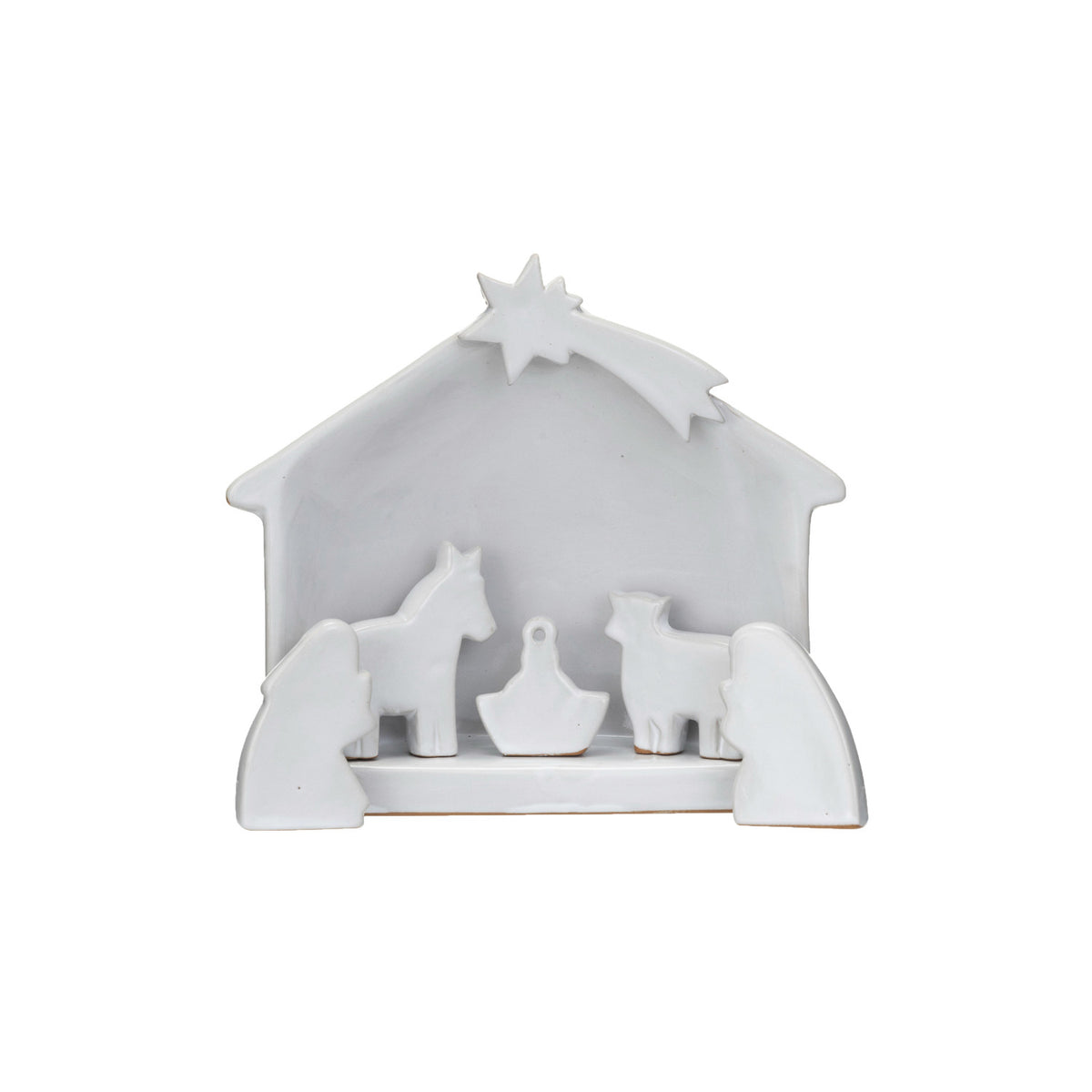 Design Shop Stoneware Nativity, Reactive Glaze, White, Set of 6 (Each One Will Vary)