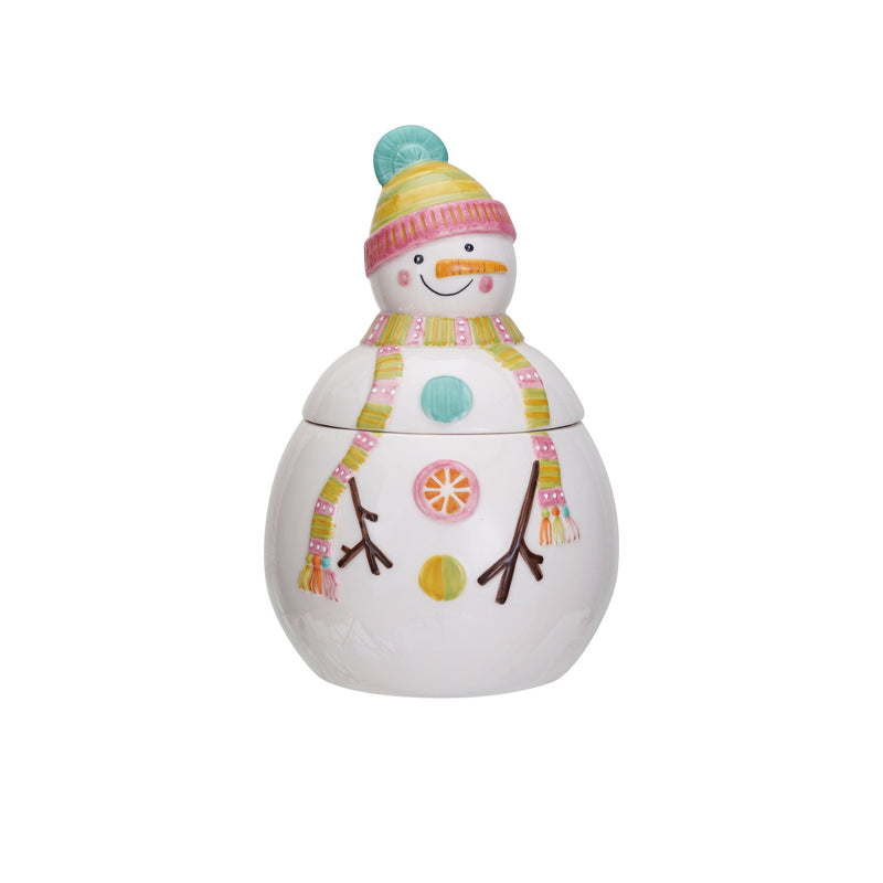 Design Shop 6" Round x 9"H Stoneware Snowman Cookie Jar w/ Lid