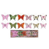 Design Shop Feather Butterfly Clip-on Ornaments w/ Glitter, Boxed Set of 12