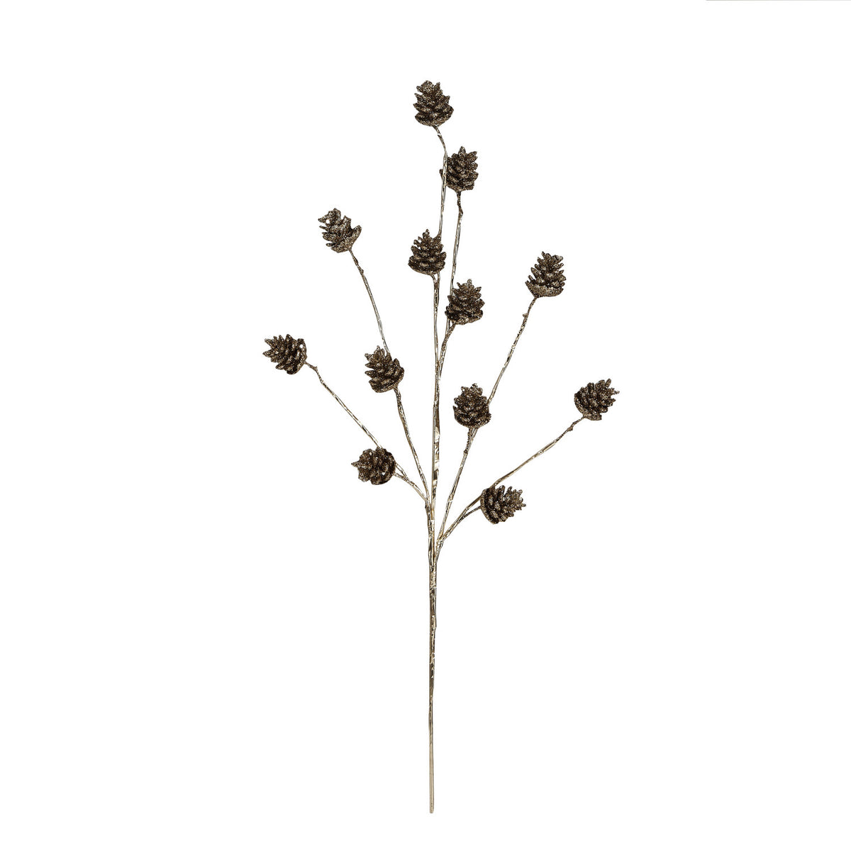 Design Shop Dried Natural Pinecone Pick w/ Glitter, Gold Color