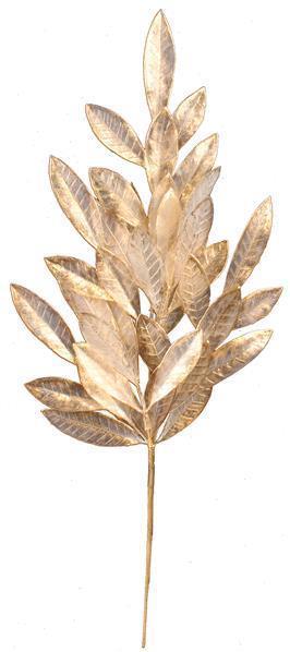 Gold leaf decorative item on a white background