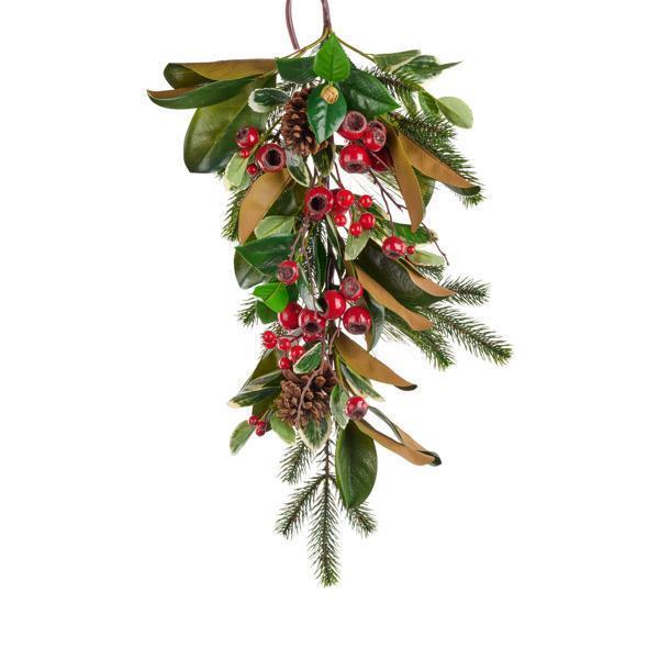 Design Shop 24" Magnolia/Pine/Holly/Berry Teardrop