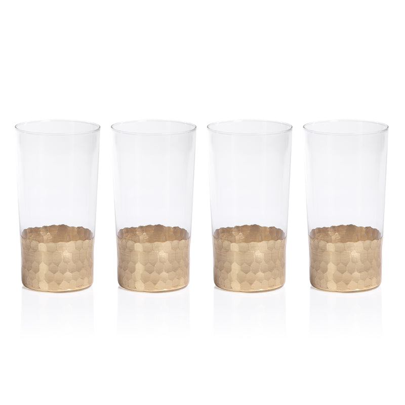 Zodax Vitorrio Gold Highball Glasses, Set of 4