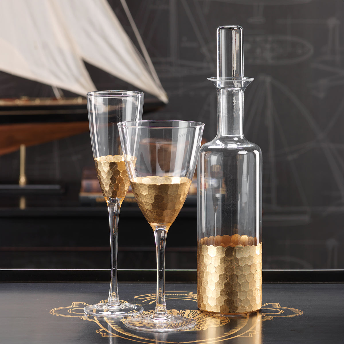 Zodax Vitorrio Gold Champagne Flutes, Set of 4