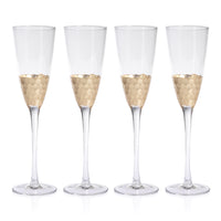 Zodax Vitorrio Gold Champagne Flutes, Set of 4