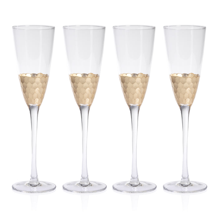 Zodax Vitorrio Gold Champagne Flutes, Set of 4