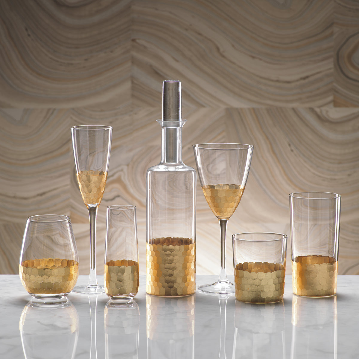 Zodax Vitorrio Gold Wine Glass, Set of 4