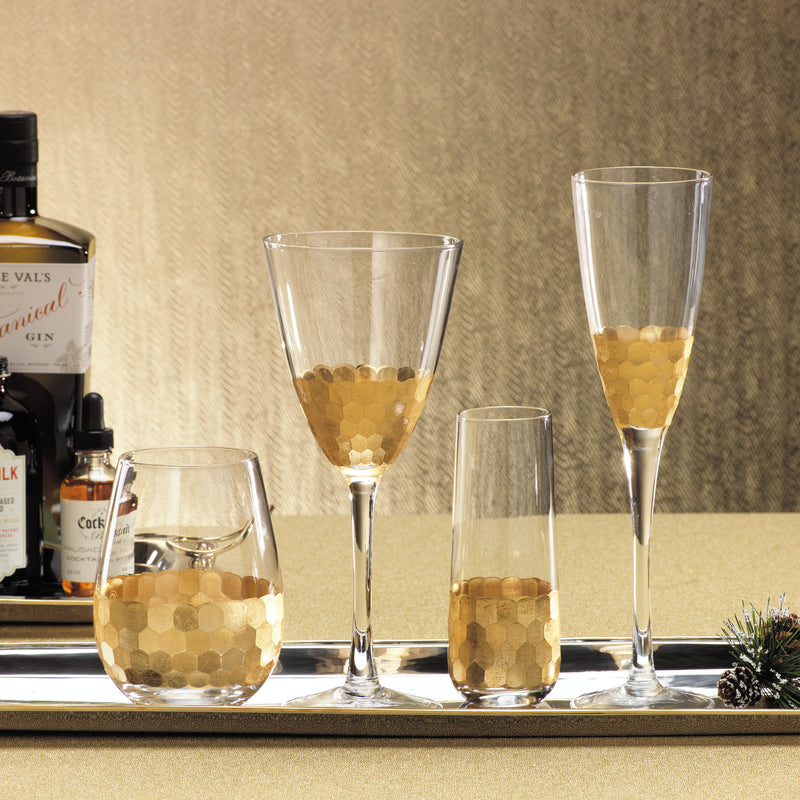 Zodax Vitorrio Gold Wine Glass, Set of 4