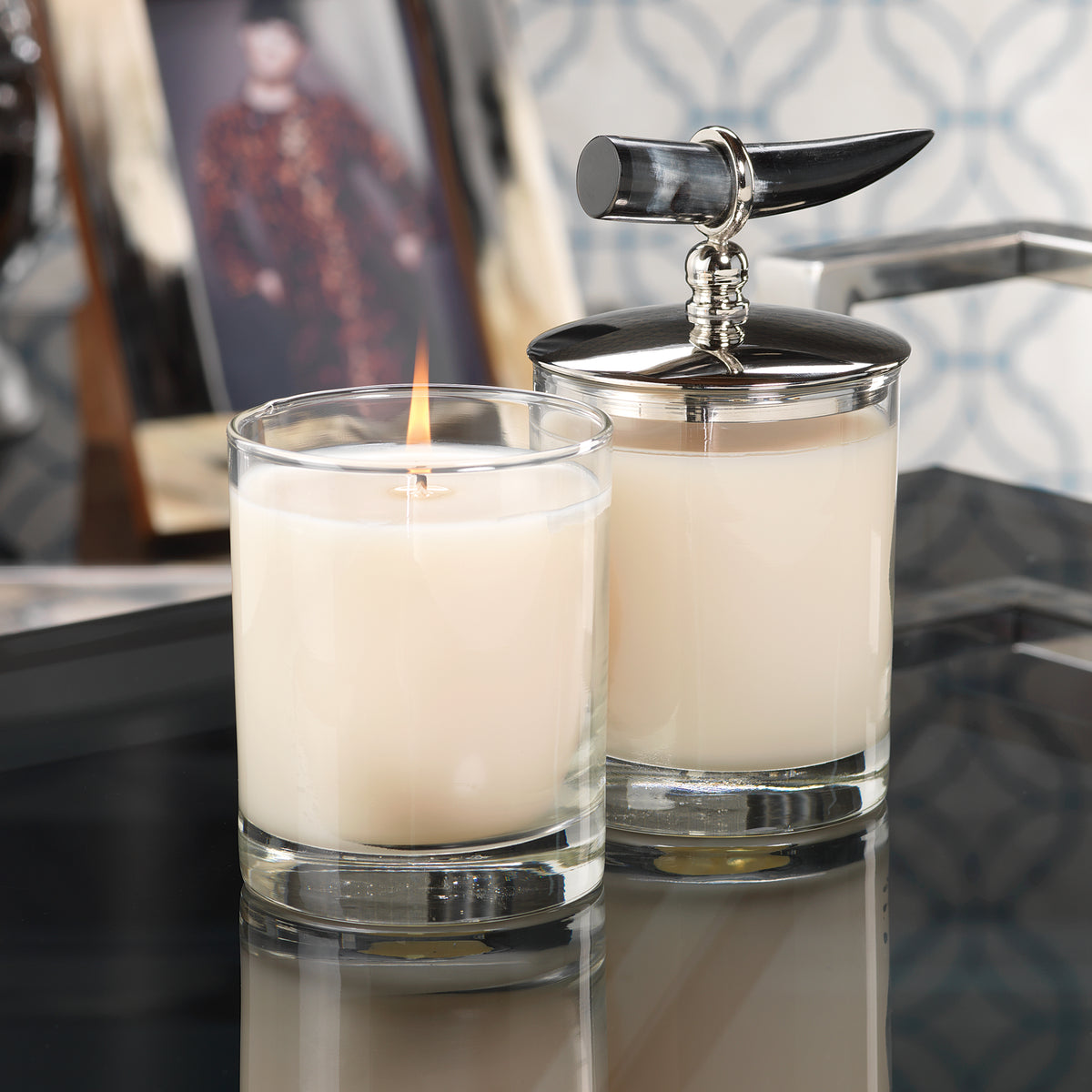 Zodax Casablanca Horn Scented Candle Jars, Set of 2