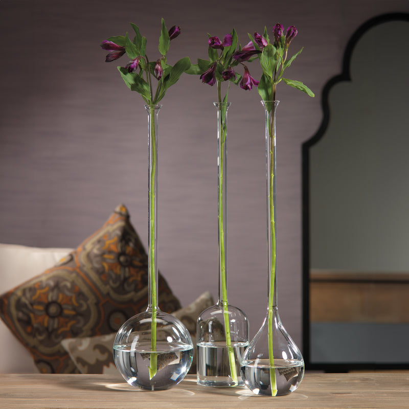 Zodax 21.5-Inch Tall Finley Long Neck Ball Glass Vase