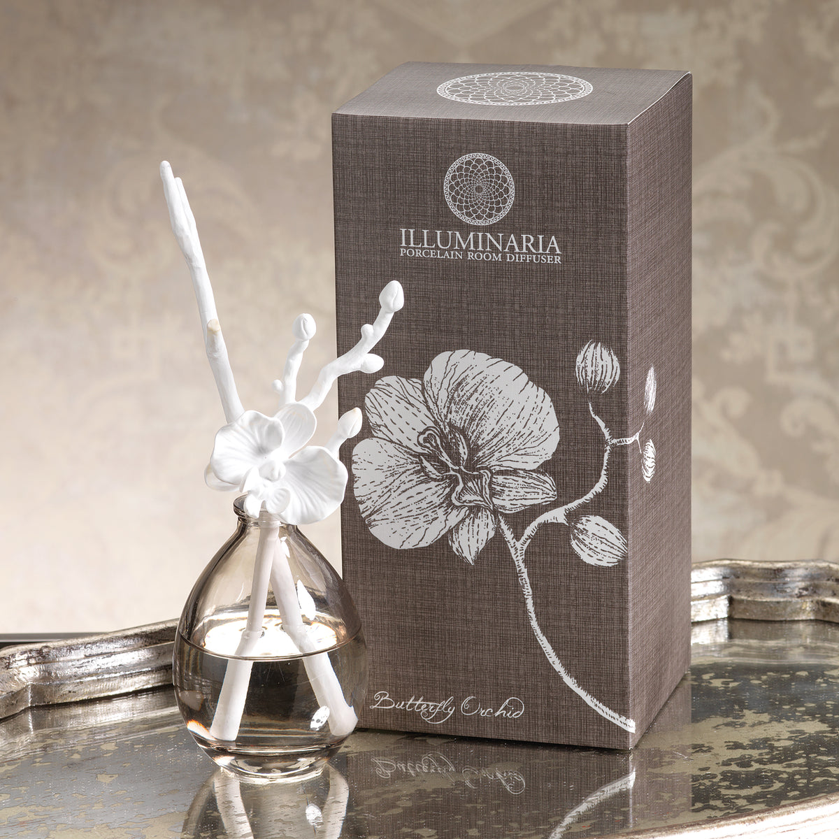 Zodax Illuminaria Porcelain Diffuser, Butterfly Orchid Fragrance